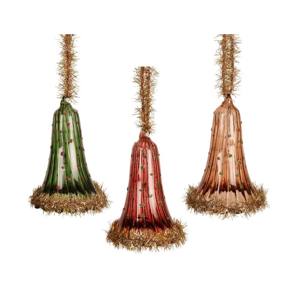 CAMPANELLA VETRO H.9.5CM. 3 COLORI ASSORITI